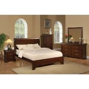   Queen Low Profile Sleigh Bedroom Set in Cappuccino Furniture & Decor