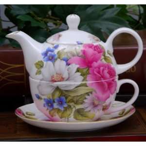  Graces Rose Bone China Tea for One Teapot Set