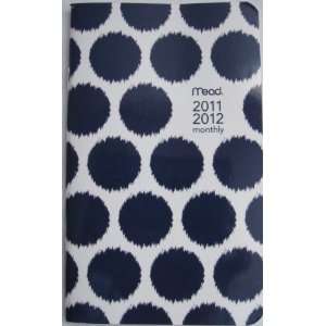  Mead 2011 2012 Monthly Planner Pocket Size Navy Polka Dot 