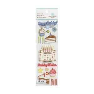   Stickers Happy Birthday Cake; 3 Items/Order Arts, Crafts & Sewing
