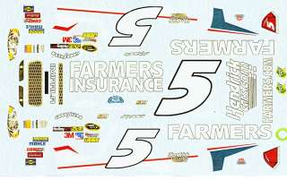   KANE FARMERS Insurance Hendrick 1/32nd Scale Slot Car Decals  