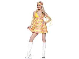    Flower Child 70s Hippie Girl Mini Dress Costume Adult 