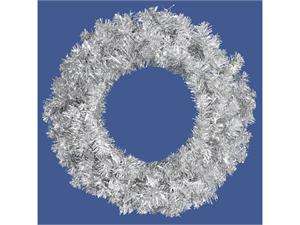    24 Silver Tinsel Artificial Christmas Wreath   Unlit