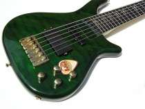 NEW PRO QUALITY 6 STRING ELECTRIC BASS GUITAR QUILT EMERALD & GOLD 