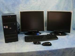 HP Pentium 4 Processor Desktop Computer w Dual Acer Monitors Mouse 