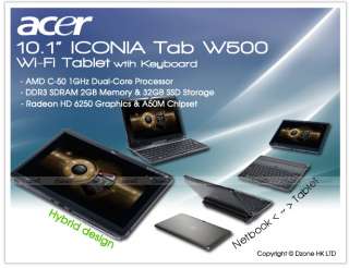 Acer Iconia Tab W500 C62G03iss 32GB 10.1in Bluetooth Muti Touch Screen 