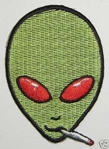 Alien Patch Iron On Smoking Alien UFO Roswell  