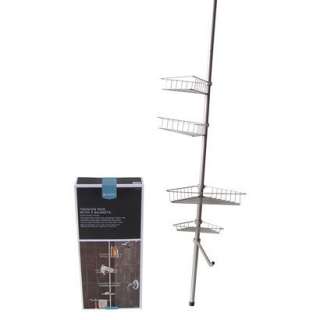 Room Essentials Tension Rod With 3 Baskets Satin Nickel Finish.Opens 