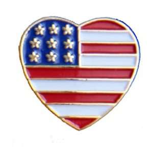 Premier American Flag Heart Lapel Pin Gold Edge  Sports 