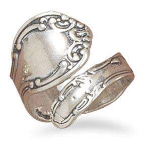 Adjustable Oxidized Spoon Ring Swirl Motif 925 Sterling Silver Free 