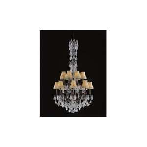   Chandelier in Antique White Glossy with Clear Strass Teardrop crystal
