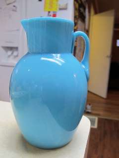 Vintage Antique Blue Milk Glass Handled Pitcher  