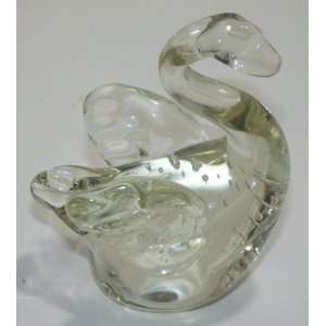  Vintage Hand Blown Yellow Glass Swan Paperweight 