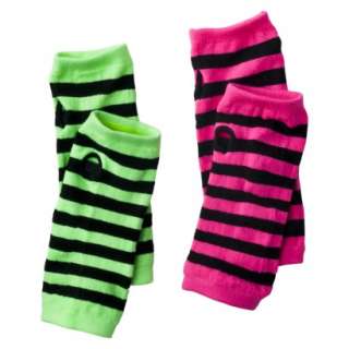 DSigned Ant Farm Girls 2 pack Stripe Arm Warmers   Bright Pink/Green 