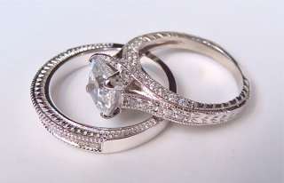 50Ct Asscher Engagement Ring & Wedding Band 14K Gold  