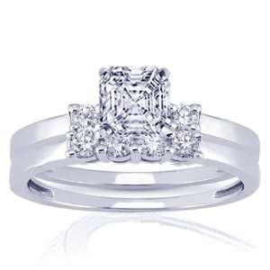 10 Ct Asscher Cut 3 Stones Petite Diamond Engagement Wedding Rings 