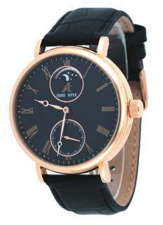   MRG1 Mens Leather Strap Moon Phase Dual Rotor Automatic Watch  