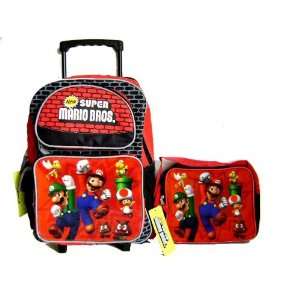  Mario Luigi Large Rolling Backpack and Matching Lunch Tote 