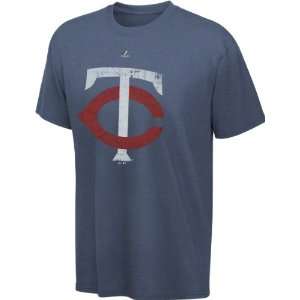   Twins Heathered Navy Majestic Two Bagger T Shirt