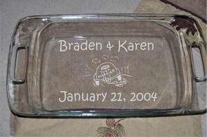 Personalized Pyrex Glass Bakeware ~ Unique Wedding Gift ~ Names & Date 