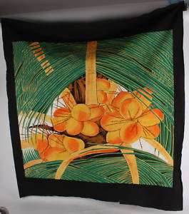 Coconut tree Batik hand painted wax resist vintage Ceylon Sri Lanka 