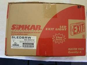 Case (6) SIMKAR LED Exit Signs Battery Backup Single/Double Face Red 
