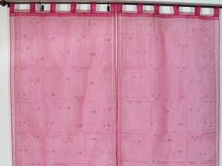 Pink Sari Designer India Window Curtains Sheer Panels  