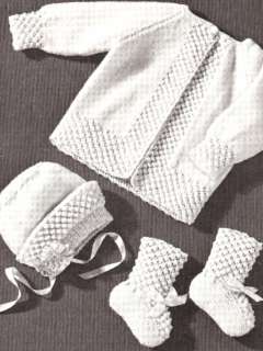 Vintage Baby Sweater Socks Hat Booties Knitting PATTERN  
