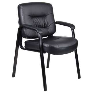 BLACK LEATHER GUEST RECEPTION WAITING ROOM OFFICE CHAIR  