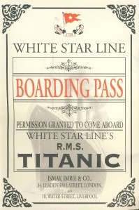 RMS TITANIC AMAZING RARE BOARDING PASS PHOTO 1912 WHITE STAR PASSENGER 