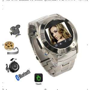  W968 Tri Band Stainless Steel FM Radio Watch Cell Phone 