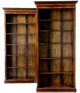 FINE LARGE PAIR OF MAHOGANY BOOKCASES WITH 5 SHELVES  