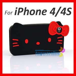 Hello Kitty Red Bow Soft Silicone Skin Case Cover for IPhone 4 4G 4S 