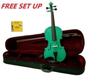 NEW 4/4 GREEN VIOLIN WITH CASE,BOW,ROSIN,2 SETS STRING  