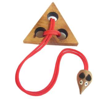 Triangle rat String puzzle Wooden Brain Teasers  