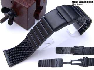 24mm PVD Black Wire Mesh Band Divers Double Clasp  