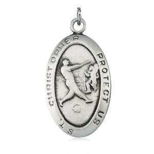    Saint Christopher Baseball Necklace in Sterling Silver Jewelry