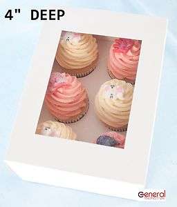 10 x 4 DEEP White Cupcake Muffin Fairy Cake Window Boxes . Holds 6 