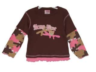 New Girls Army Brat Brown with Pink Camo @B Real Top Shirt 100% Cotton 