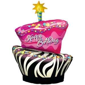   Lets Party By Funky Zebra Birthday Cake Foil Balloon 