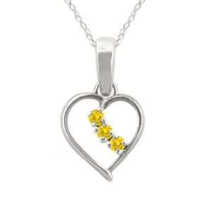10k Gold November Birthstone Prong set Citrine Heart Designer Necklace