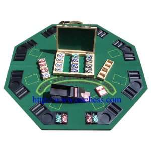  Folding Vegas Style Poker & Blackjack Table Top with Chips 