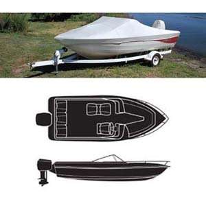  Boat Cover Outboard V Hull Green/Gray / 19  Max Beam 