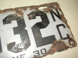NC North Carolina Porcelain License Plate TAG SIGN 1916  