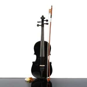   Black Acoustic Violin + Case+ Bow + Rosin Musical Instruments