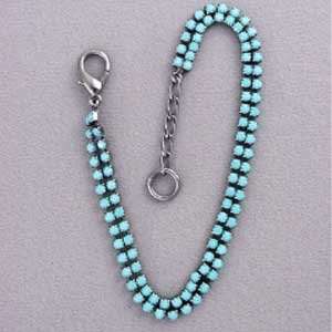  Turquoise 2 Strand Pet Necklace  Finish ANTIQUE BRASS 