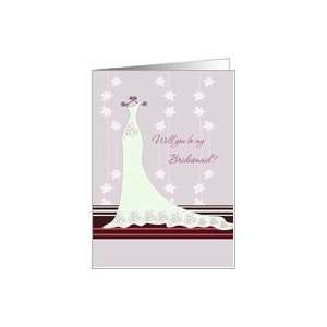 com Wedding, Be my Bridesmaid   white gown on light purple background 
