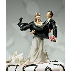    Funny Wedding Cake Toppers Bride Holding Groom