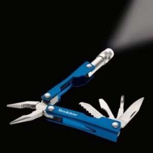 Brookstone 6 in 1 Compact Multitool with Attached LED Flashlight (Blue 