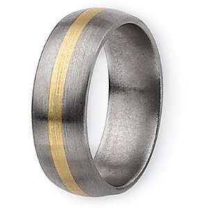  Chisel 14k Gold Inlaid Brushed Titanium Ring (8.0 mm) With 